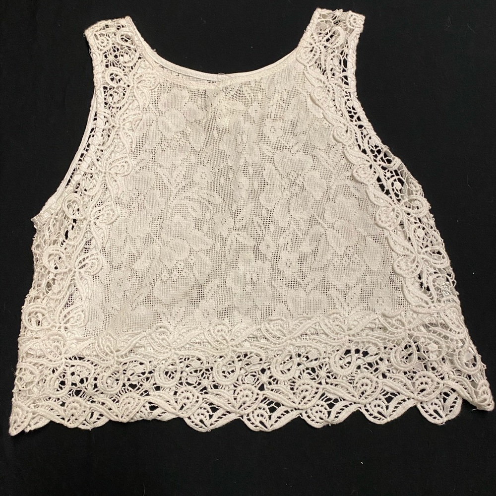 White lace crop top
